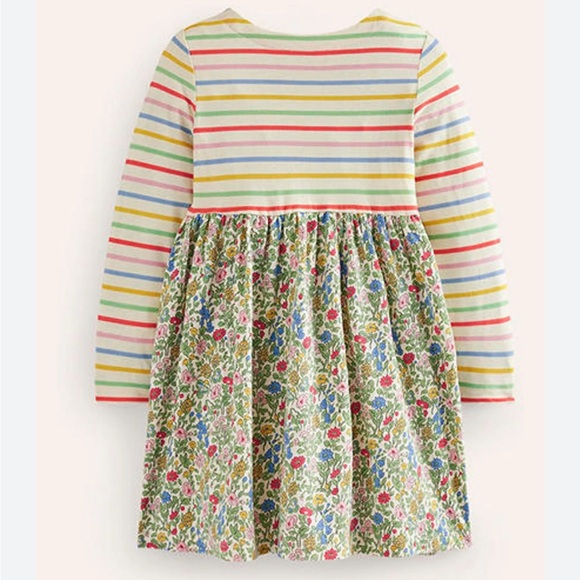 Mini Boden Girls' Dress Striped Floral Sz 11-12y *N - Picture 1 of 3
